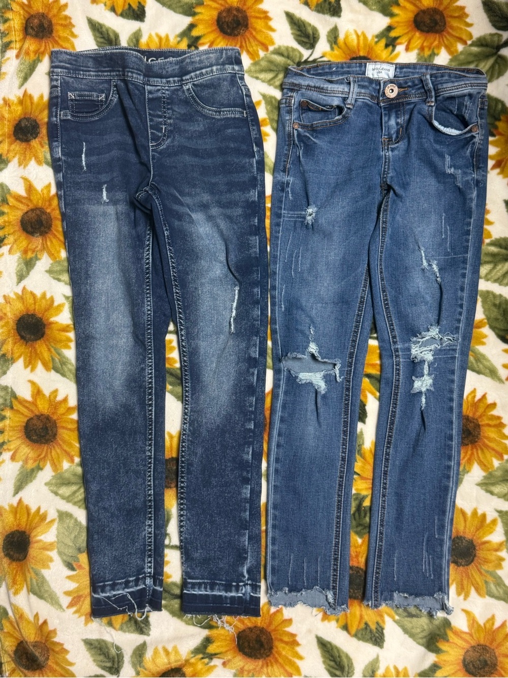 Justice Skinny Distressed Blue Jeans Duo